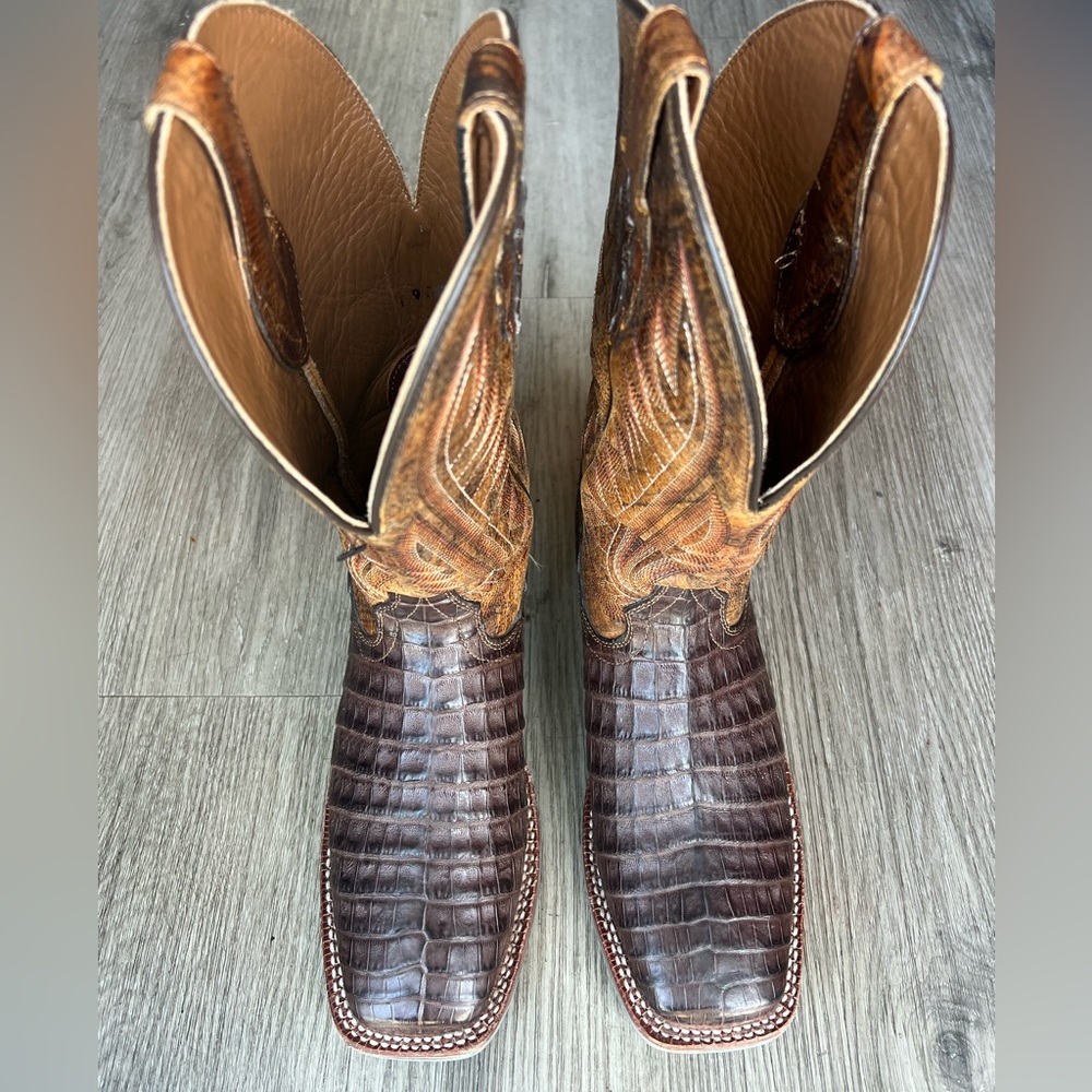 Ariat Double Down genuine caiman belly square toe 9D